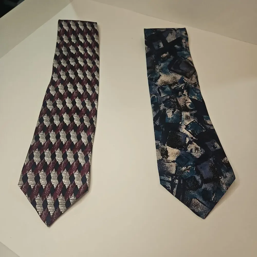 Lot of 2 MEZZO MATTO - MADE IN ITALY - 100% SILK NECK TIE